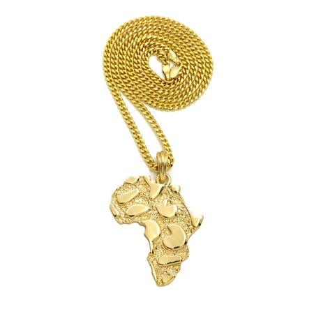 Coral Nugget Silver Necklace - Nugget Africa Continent Pendant with 3mm 24