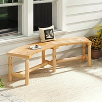 Auranook Patio Curved Bench, Solid Wood Fire Pit Bench for 2-3 People, Outdoor Backless Loveseat for Backyard, Garden, Poolside