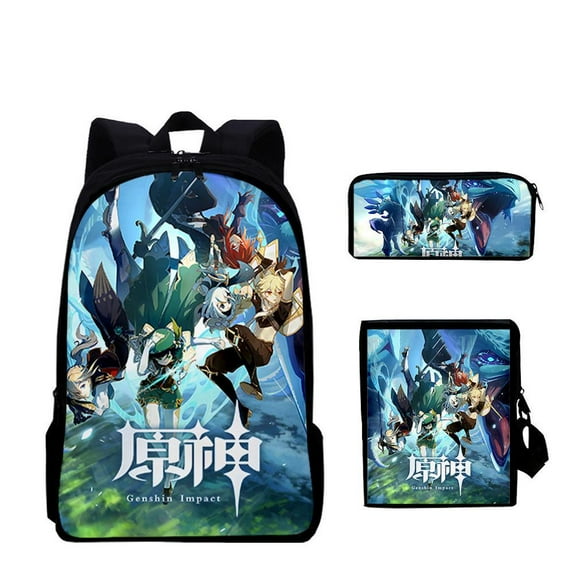 Set de mochila Genshins Impacts, mochila escolar de anime, casual