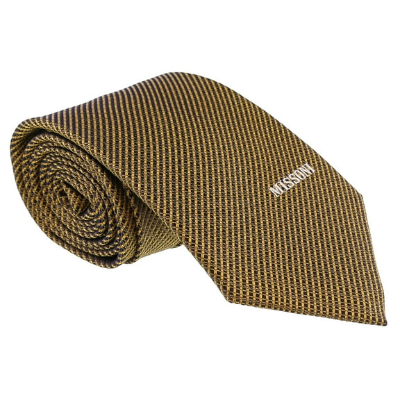 Missoni Interlock Woven Gold Woven 100% Silk Tie for mens