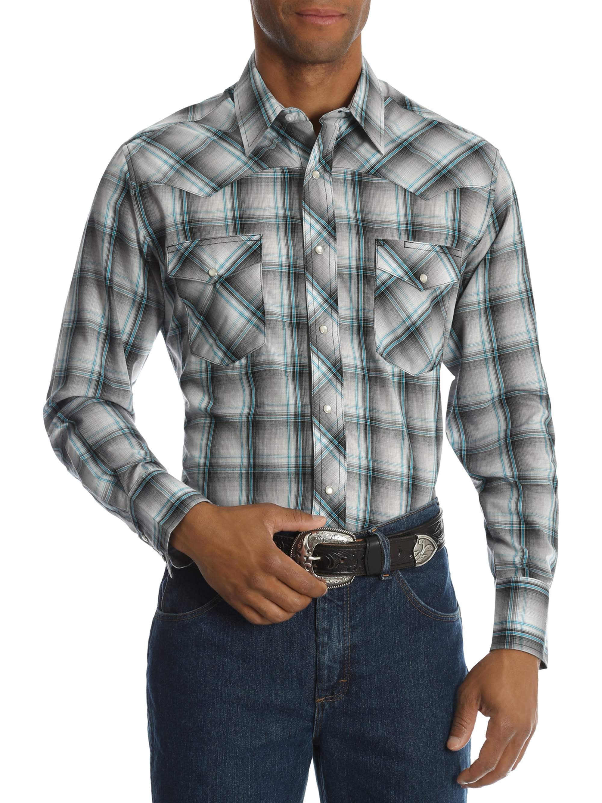 Plains Men's and Big Men's Long Sleeve Plaid Western Shirt - Walmart.com