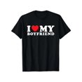 thumbnail image 1 of [100% Cotton] I Love My Boyfriend Cute Couple Gift Black T-Shirt For Her, Soft and comfortable fabric, White T-shirt, Short Sleeve, 1 of 6