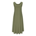 thumbnail image 4 of Plus Size Summer Dresses, Women's Summer Solid Color Sleeveless Round Neck Irregular Hem Dress Skirt(Army Green,L), 4 of 9