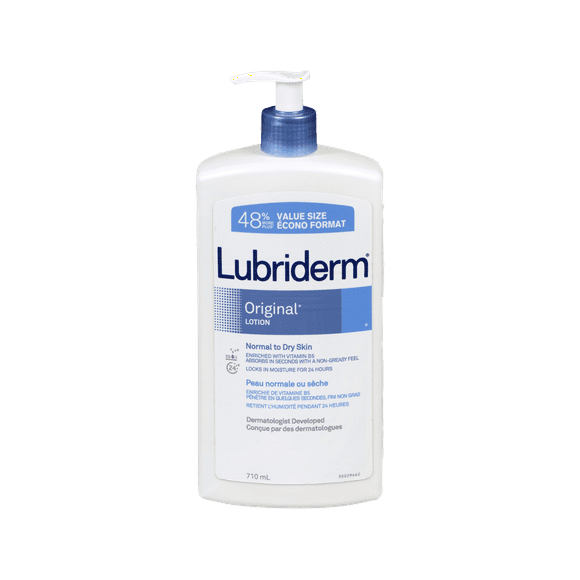 Lubriderm Lotion Non Parfumée, Glycérine, Peau Sèche, Main, Soin Visage Hydratant, Sans Parfum, 710 mL Pack de 2