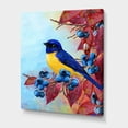 thumbnail image 3 of Designart ' Bright Bird Bullfinch Sitting On A Branch of Berries I ' Traditional Canvas Wall Art Print, 3 of 4