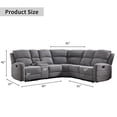 thumbnail image 3 of Bonzy Home Modern Fabric Reclining Sofa with Center Console, Hidden Storage and 2 Cup Holders for Living Room, 3 of 6