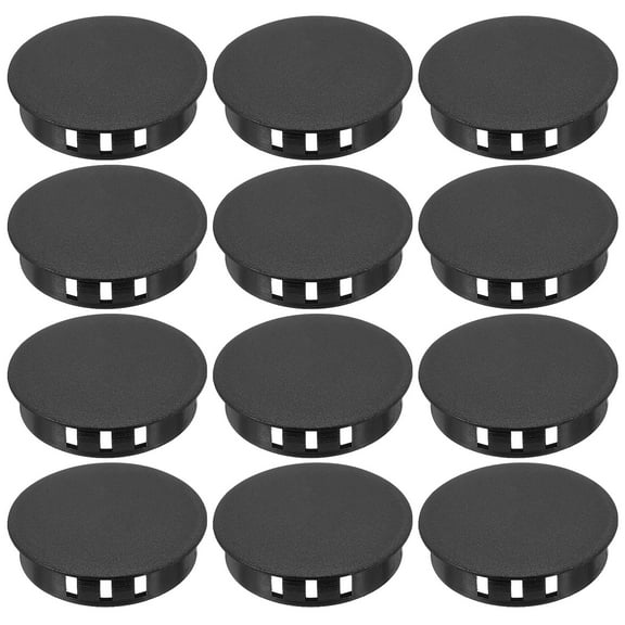 Uxcell 45mm/1-3/4" Plastic Hole Plugs, Flush Type Round Plug Snap in Locking Screw Hole Covers Black 12 Pcs