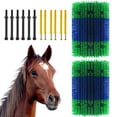 thumbnail image 2 of Acekid Livestock Scratching Brush - 2PCS Set with Durable Plastic & Nylon Hard Bristles - Triple-Sided Design for Cow & Horse - Outdoor Farm & Ranch Grooming Tool - Blue & Green, 2 of 8