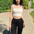thumbnail image 3 of Women's Tank Tops Sleeveless Square Neck Crop Top Casual Camisole Beige XL, 3 of 6