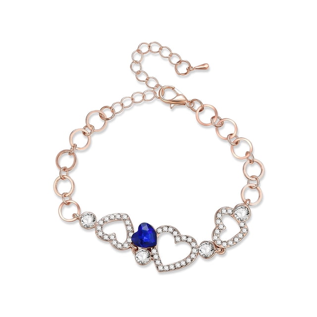 Pulsera de cadena ajustable con patrón de corazón ahuecado con diamantes de imitación de aleación para mujer, joyería