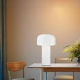 thumbnail image 3 of Modern Mushroom Table Lámpara LED Nordic Metal Recargable Decoración Puertos USB 1800 MAH Nightlight For Home Nightstand de Comedor Oficin blanco Yinane Lámpara de hongos, 3 of 8