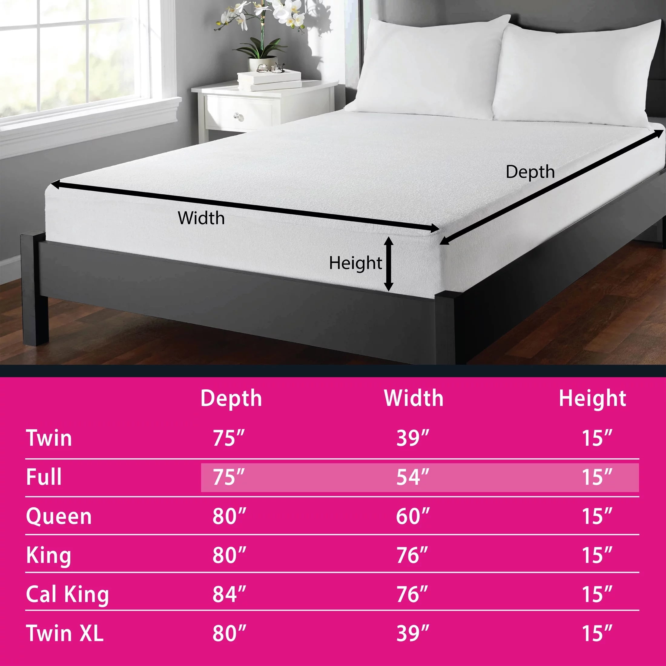 Mainstays Soft Terry Fitted Mattress Cover Full
