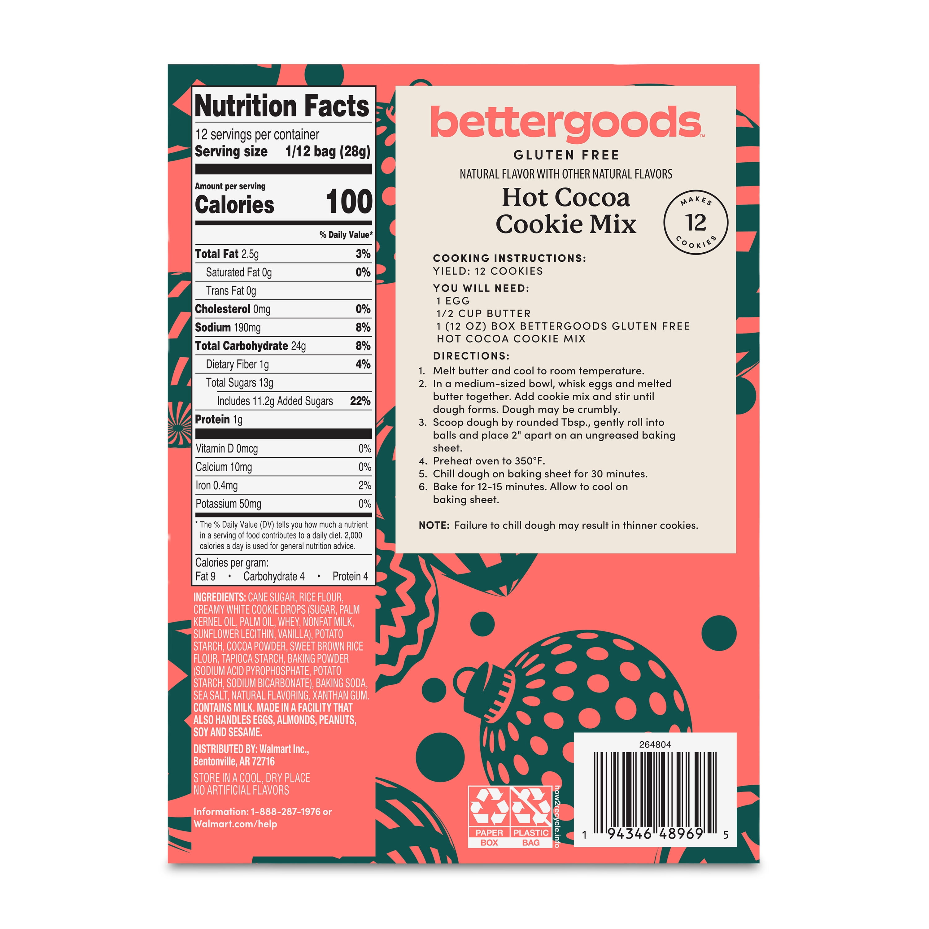 bettergoods Gluten Free Hot Cocoa Cookie Mix, 12 oz
