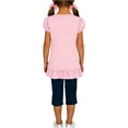 thumbnail image 2 of Cethrio Girls Cotton T-shirts, Short Sleeve Casual Crew Neck Ruffled Summer Tops Pink Size 14-16, 2 of 6