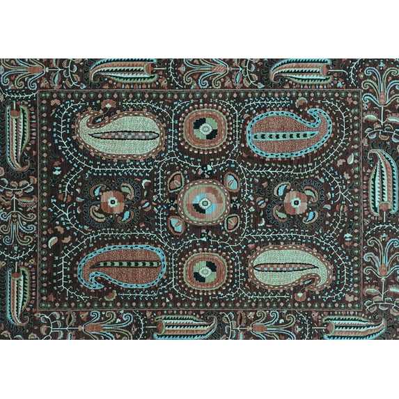 Ahgly Company Indoor Rectangle Abstract Light Blue Modern Area Rugs, 2' x 4'