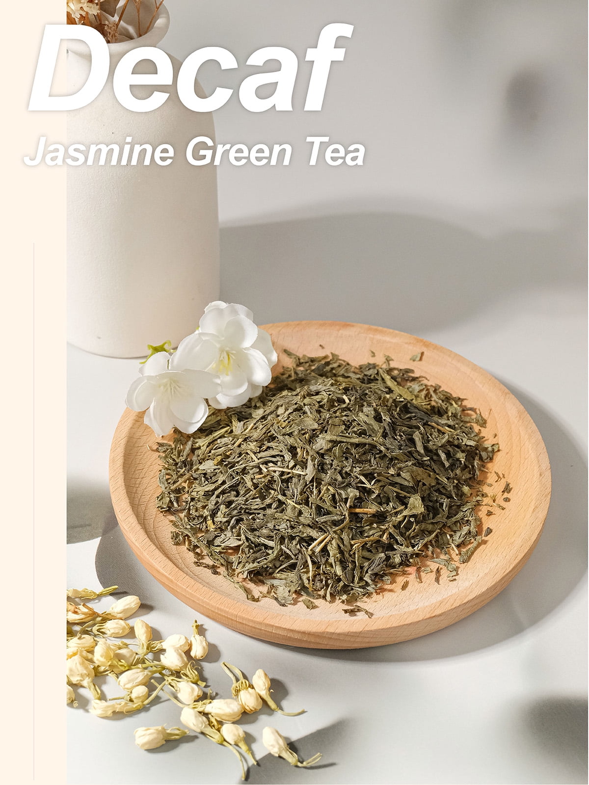 TeeLux Decaf Jasmine Green Tea, Decaffeinated Jasmine Scented Green Tea Loose leaf, Pleasant Aroma & Smooth Taste, 16oz