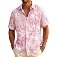 thumbnail image 2 of Yaoyar Men's Tropical Foliage Print Hawaiian Beach Shirt Short Sleeve Button Front Casual Holiday Top, 2 of 5