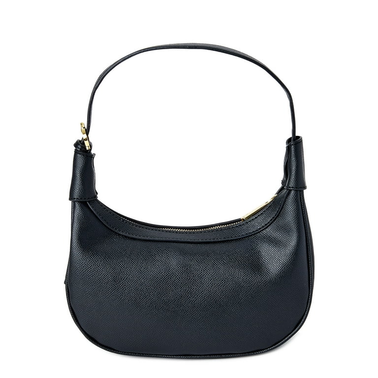 【WONDER WONDER】Diagonal Zipper Pocket Leather Shoulder Bag C. Wonder June Half Moon Signature Women's Shoulder Bag