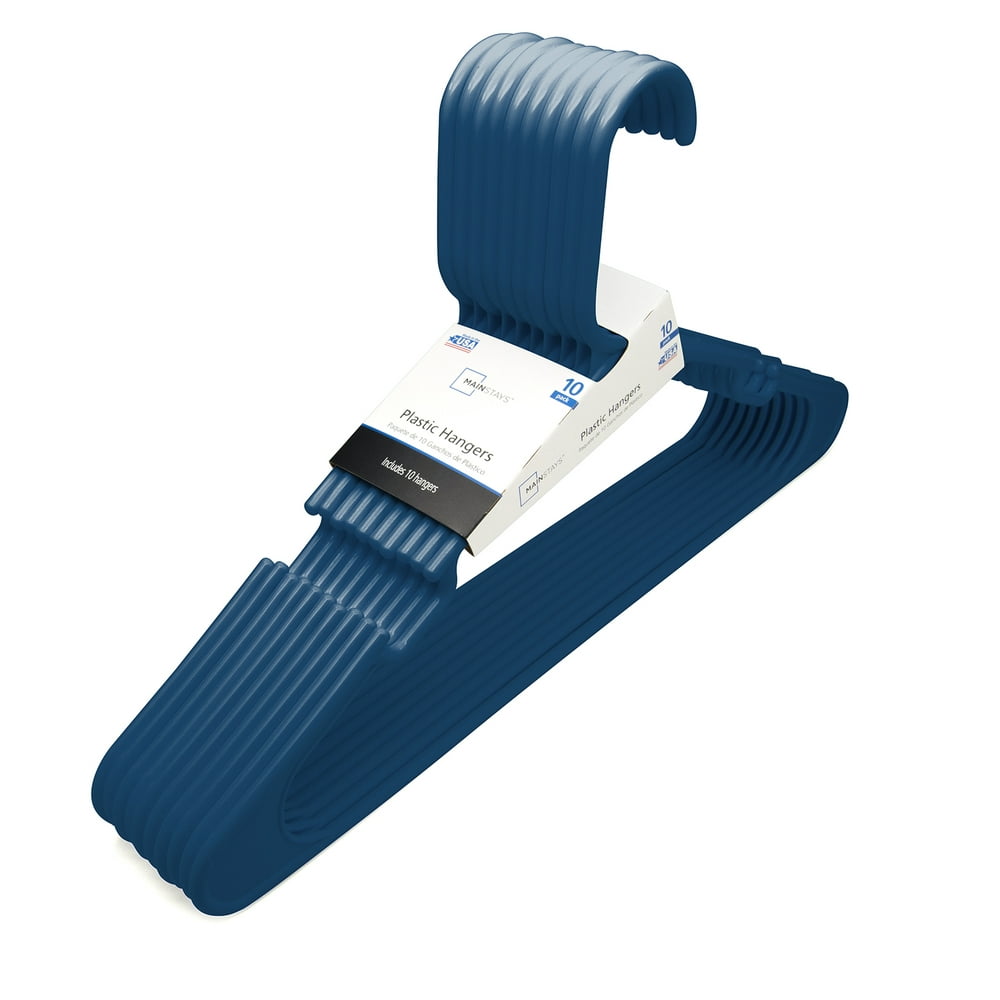 Mainstays 10 Pack Stadium Blue Plastic Hangers