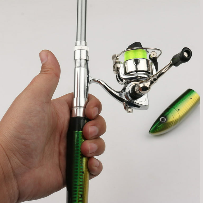 SANWOOD 1.4m Carbon Portable Mini Fish Shape Telescopic Fishing Rod  Spinning Reel Kits