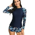 thumbnail image 4 of SWSMCLT Women's Beach Rash Guard Swimsuit Long Sleeve Hawaiian Fall Bathing Suit 2 Piece Surfing Slimming Short Casual Style3 Medium, 4 of 4