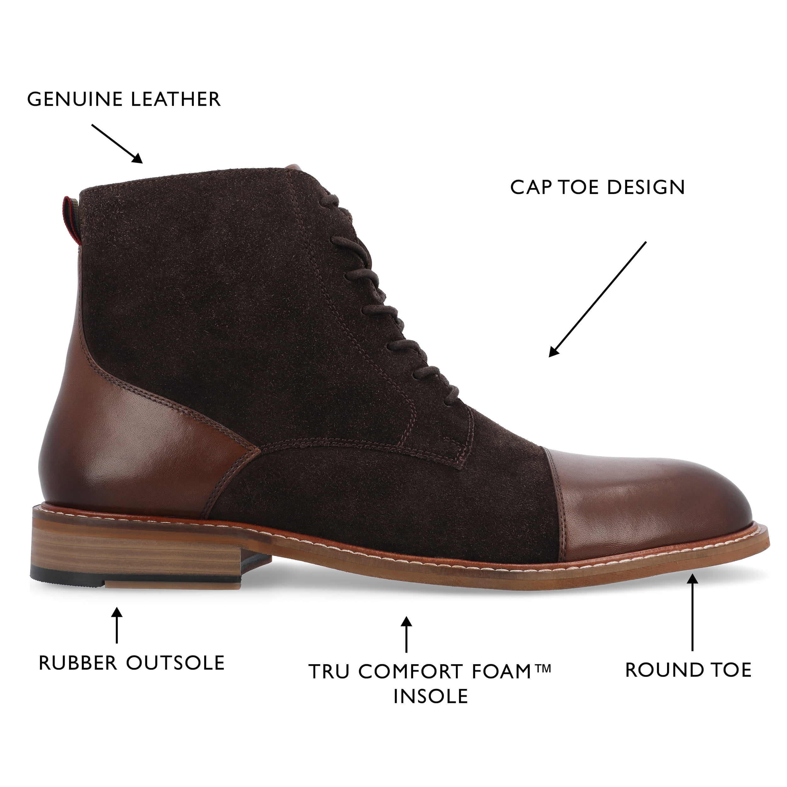 Thomas & Vine Jagger Cap Toe Ankle Boot - Walmart.com