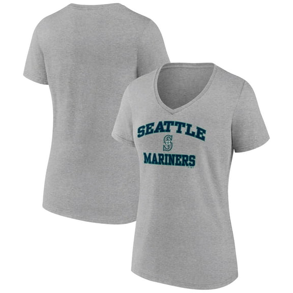 Women's Gray Seattle Mariners Heart and Soul V-Neck T-Shirt