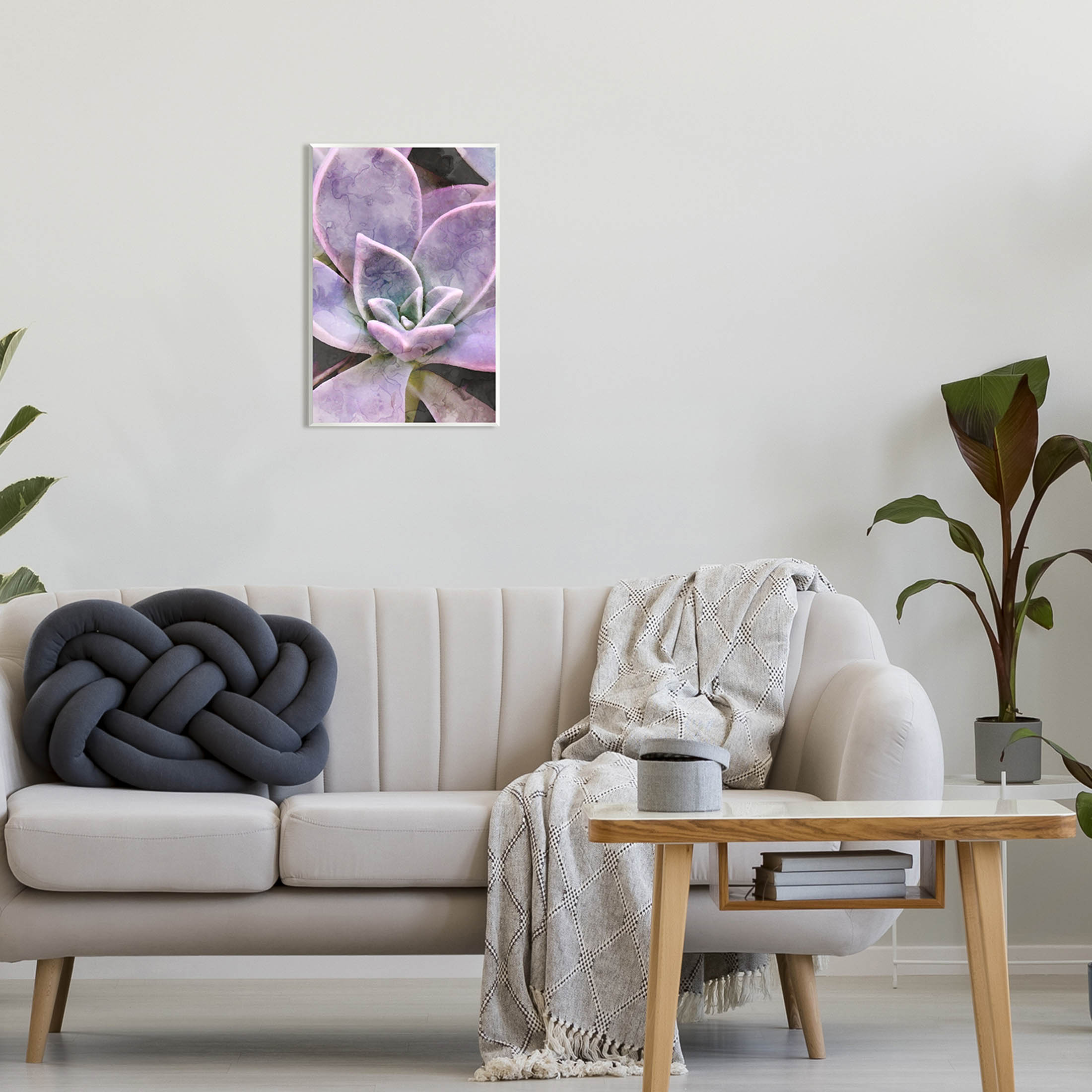 Purple Succulent Close Up Botanical & Floral Graphic Art Unframed Art Print Wall Art