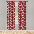 thumbnail image 4 of Ambesonne Dahlia Window Curtains, Meadow Blooms Rural Style, Each 28" W x 95" L, Ruby Dark Green White, 4 of 4