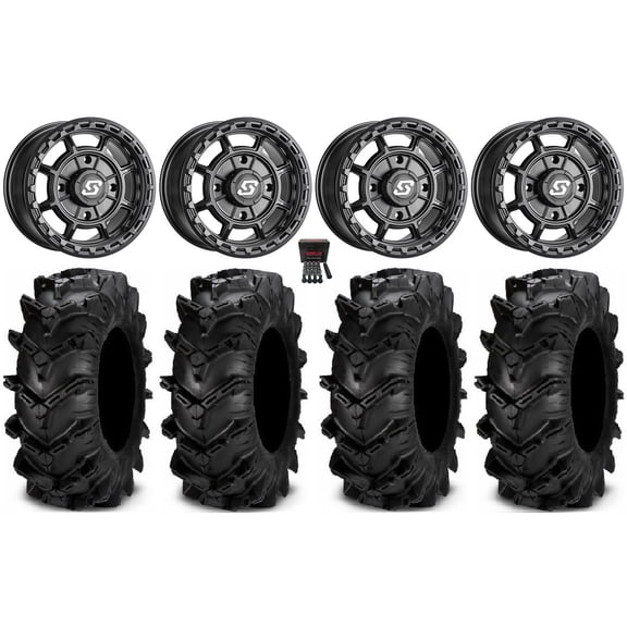 Sedona Rift 15x7 Wheels Black 32" Cryptid Tires Can-Am Maverick X3 / Honda Pioneer 1000 / Talon
