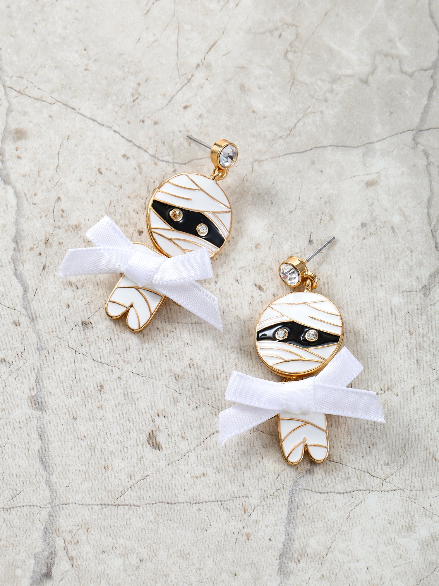 Way to Celebrate Halloween Dangling Mummy Earring with Bow, 1 Pair