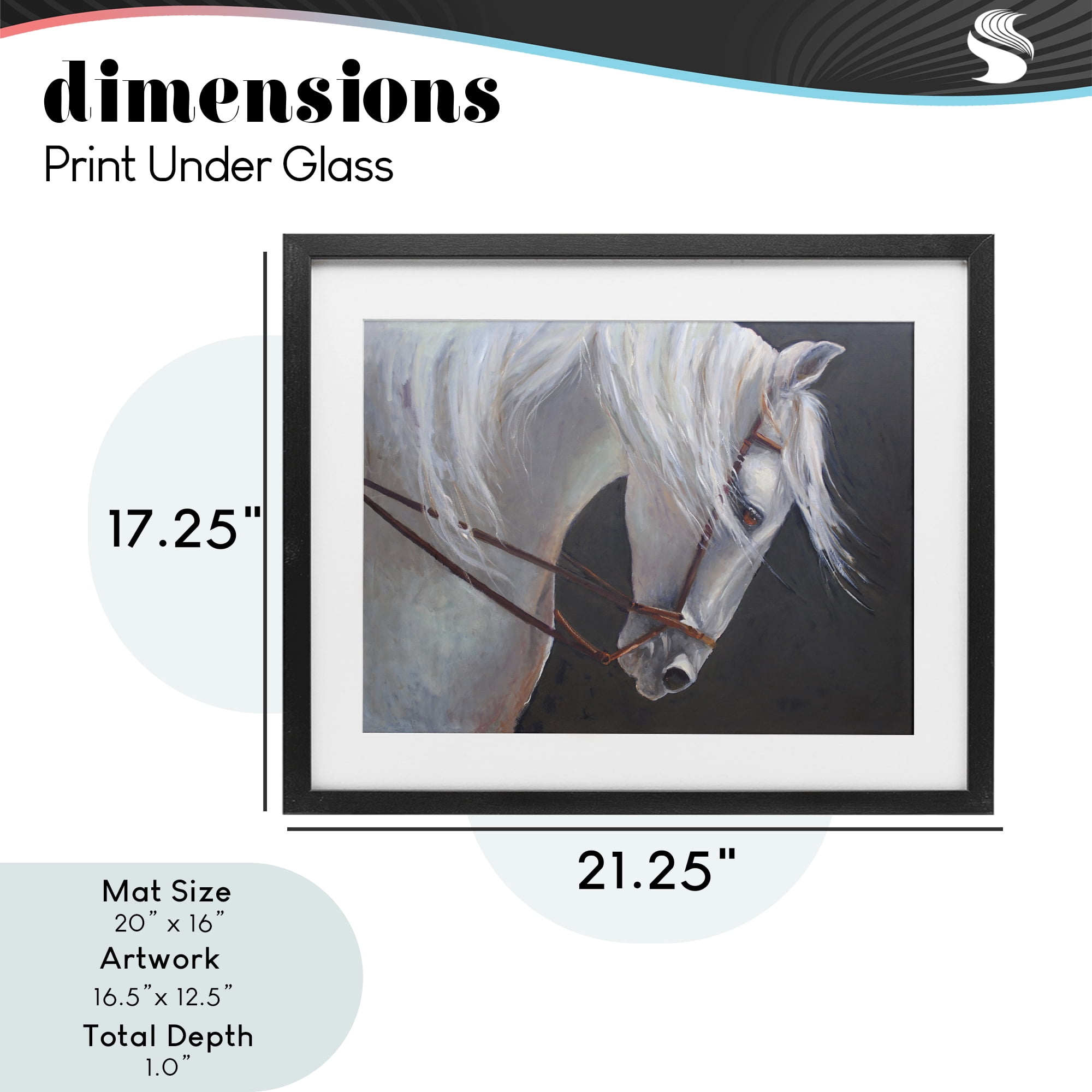 Stupell Industries Majestic White Mare Black Framed Print Under Glass, design by Jadei Graphics