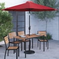 thumbnail image 3 of Merrick Lane 7 Piece Outdoor Faux Teak Poly Slat Outdoor Furniture Set - 30" x 48" Table, 4 Chairs and Red Patio Umbrella and Base, 3 of 18