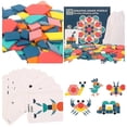 thumbnail image 4 of Juego de 180 piezas de bloques de patrón de madera Rompecabezas de formas geométricas_b, 4 of 5