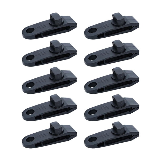 Paquete de 10 clips resistentes para lonas de tienda, sujetadores multiusos para toldos, tornillos de mariposa Negro