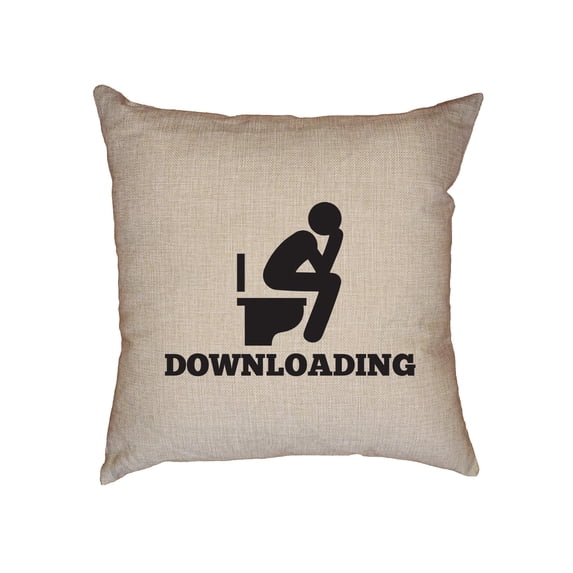 Downloading Icon On Toilet - Bathroom Poop Humor Decorative Linen Throw Cushion Pillow Case with Insert
