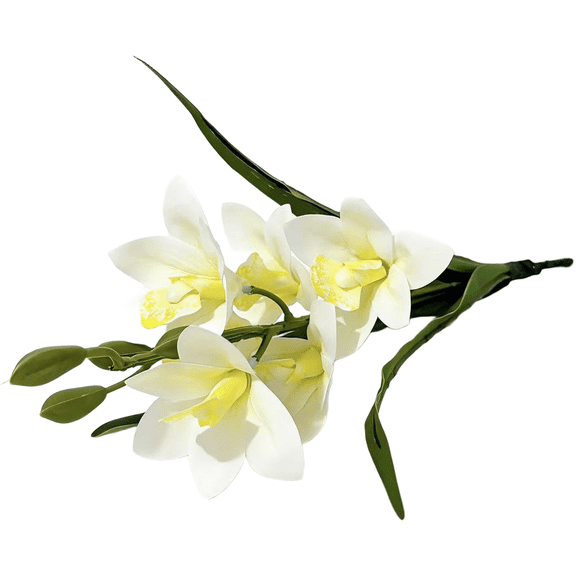 Mosiee Artificial Cymbidium Orchid Flower Stems Home Decor Wedding Arrangement White