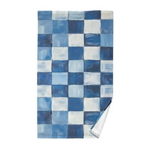 Yayeee 100% Cotton Hand Towels for Bathroom 16" x 28" Kitchen Towel, Blue and Gray Plaid Pattern