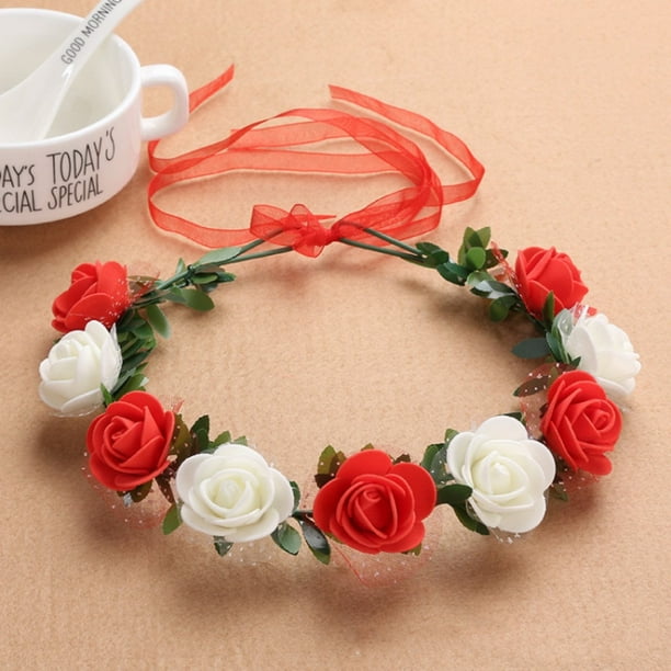 Nvzi Diademas de flores para mujer, corona de flores para novia, suministros para fiestas de bodas, guirnaldas florales, corona para el cabello, diademas florales, A29