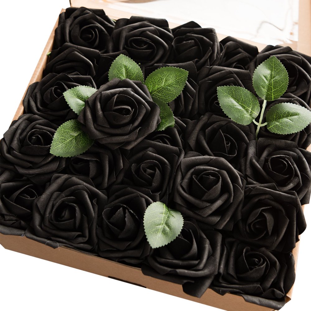 Artificial Flowers Roses, 50pcs Blush Real Looking Black Fake Roses