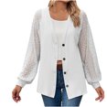 thumbnail image 1 of Moda mujer manga larga sólido cuello pico Hallowout botón Casual camiseta Tops blusa Fridja  bvmnju2609, 1 of 8