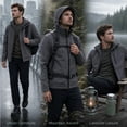 thumbnail image 3 of NEIKU Men's Winter Coat Hooded Work Jacket, Warm Quilted Cotton Lined Outdoor Heavy Duty Outerwear Coat Gray XL, 3 of 9