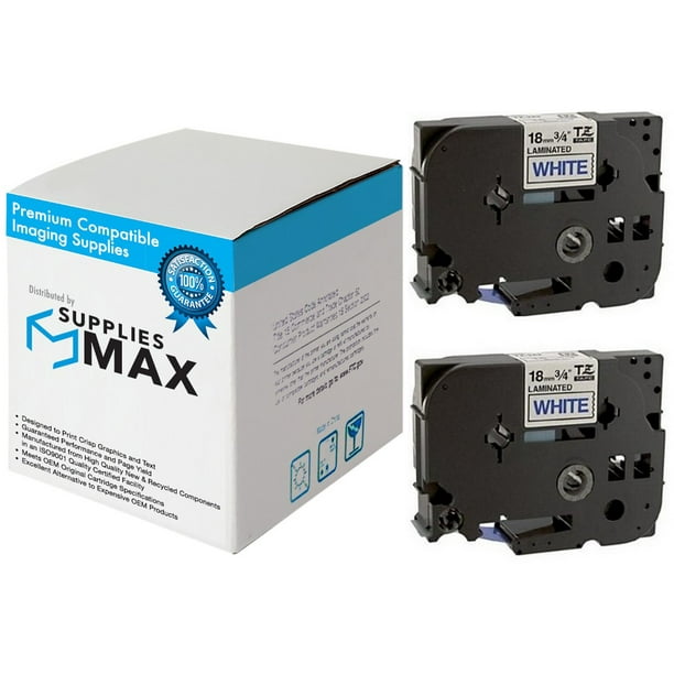 Suppliesmax Compatible Replacement For Brother Blue On White Laminated P Touch Label Tape 2 Pk 3 4in X 26 25ft 18mm X 8m Tze S243 2pk Walmart Com Walmart Com