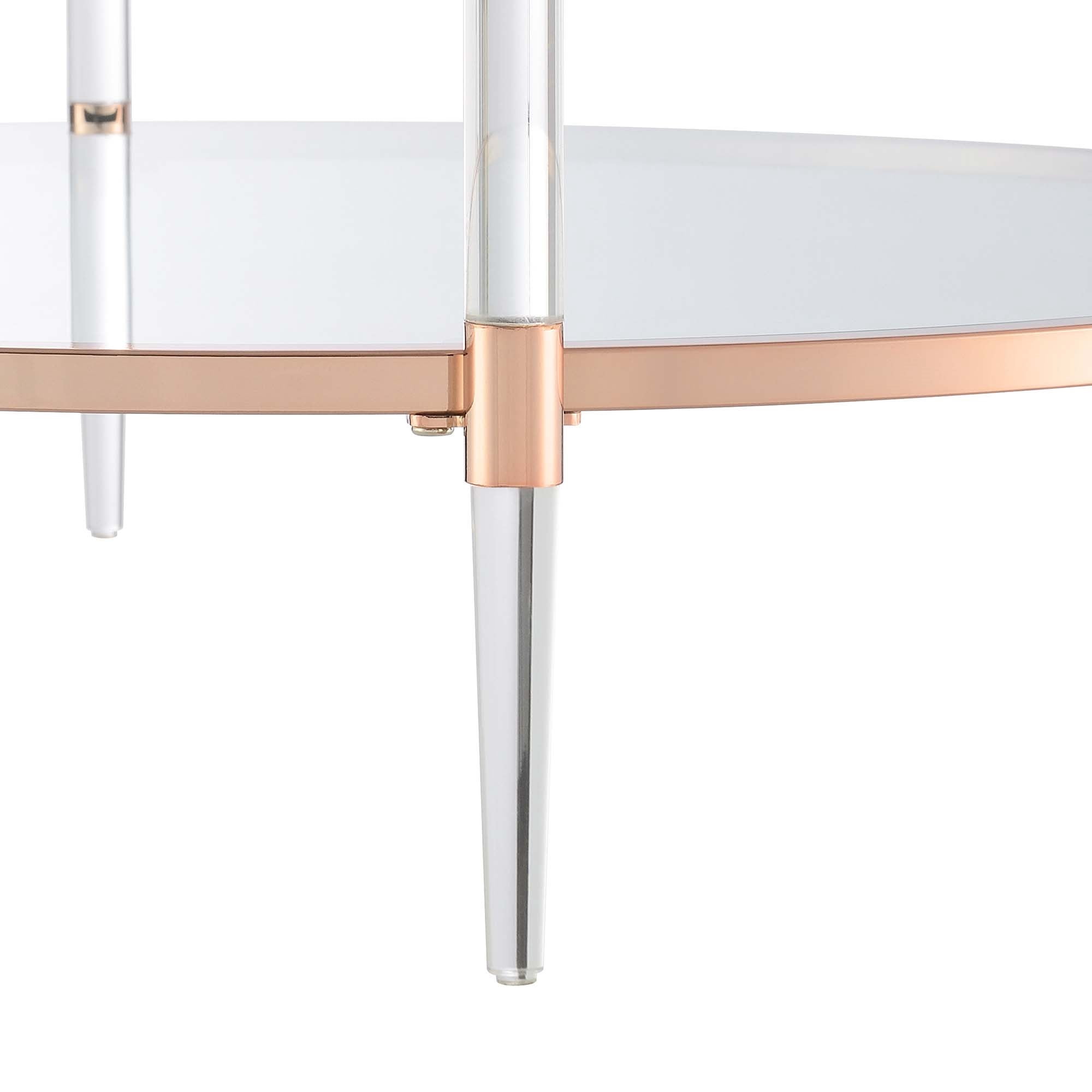 Royal Crest Two-Tier Clear Acrylic Glass Coffee Table with Gold and Chrome Frame