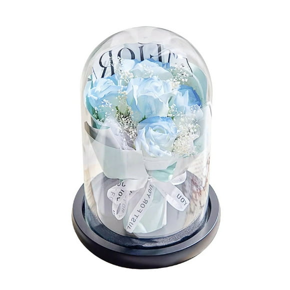 Aodebiao Eternal Rose Glass Dome Bouquet Romantic Gift for Her Valentine's Day Wedding Anniversary Home Decor Keepsake Present