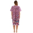 thumbnail image 3 of Dreamcrest Women Lounge House Dress  Short Sleeve Nightgown Sleep Dress House Dress w Side Pocket (Lilac - Rose Border Floral, X-Large), 3 of 3