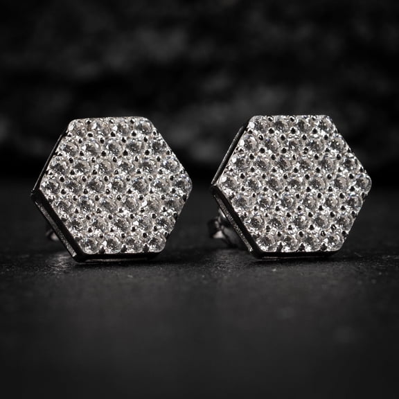 2Ct Round cut lab Created Diamond Mens Stud Earrings 14K White gold Plated