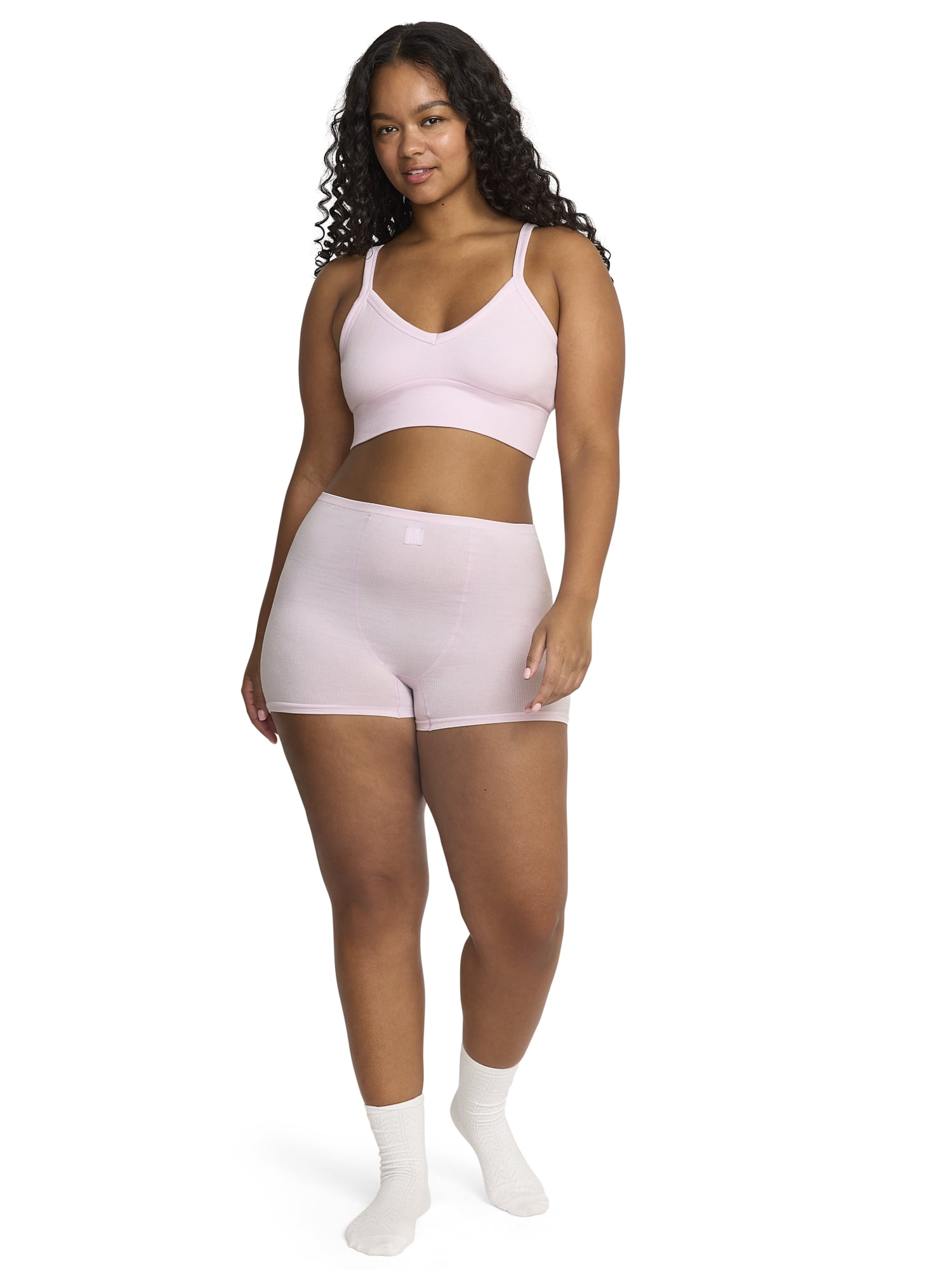 Mills by Millie Bobby Brown Women's Softie Ribbed V-Neck Bralette, Sizes XS-XXXL