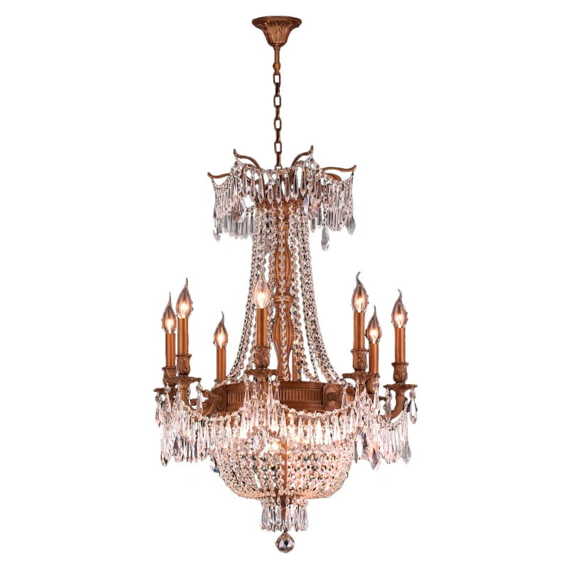 Winchester Collection 12 Light French Gold Finish with Golden Teak Crystal Chandelier 24