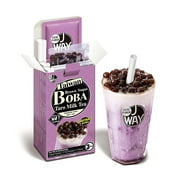 J WAY Instant Boba Bubble Pearl Taro Milk Tea Kit with Authentic Brown Sugar Tapioca Boba, Ready in Under One Minute, Paper Straws Included - 3 Servings